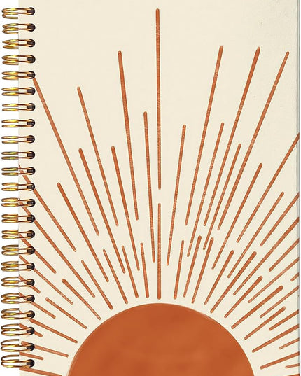 VNWEK Abstract Boho Terracotta Sun Sunrise Sunset Sunshine Sunray Spiral Notebook Journal 5.5 x 8.3 inches,Boho Lined Hardcover Spiral Notebook,Boho Gifts for Women Teen Girls Teens
