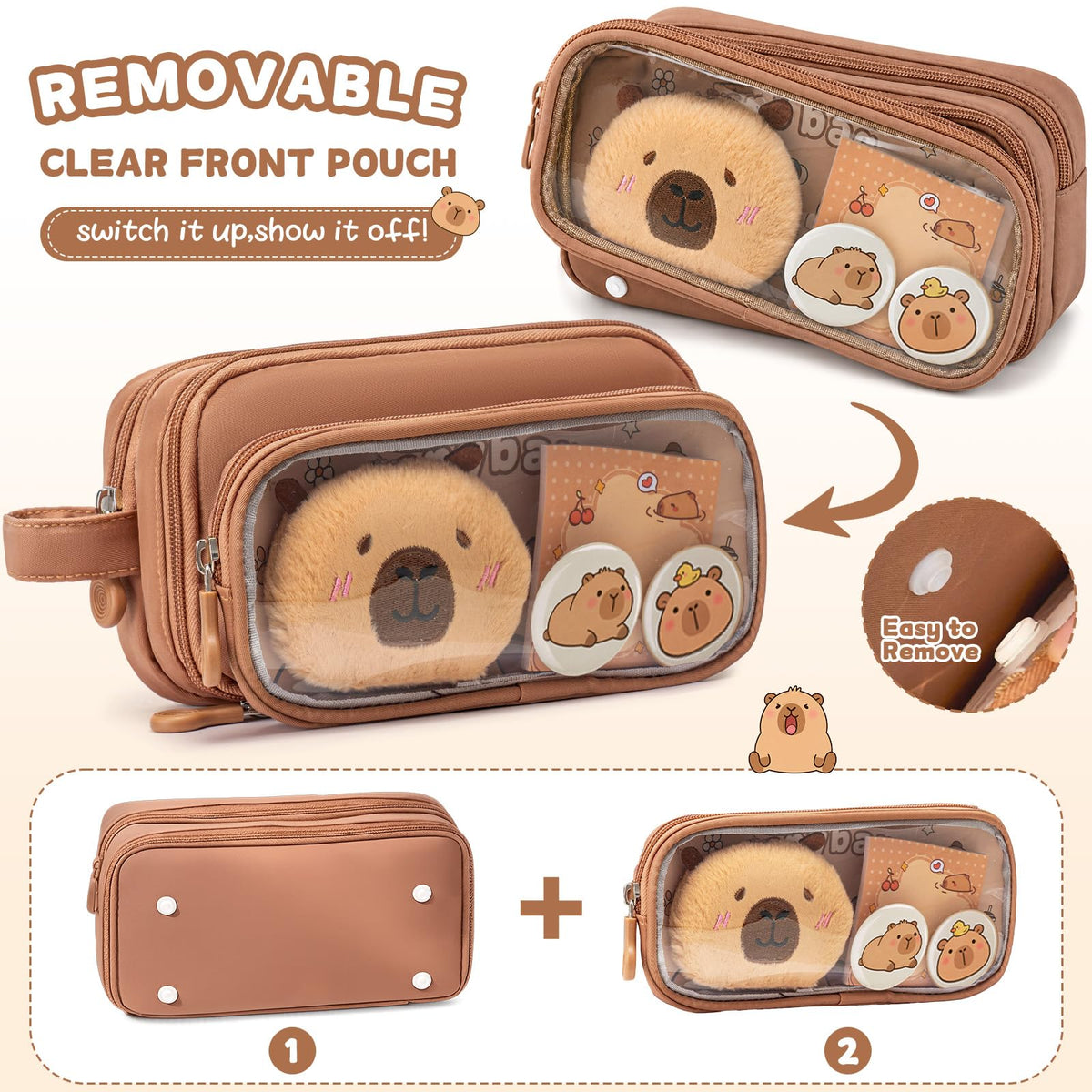 Similove Capybara Stationery Set 92 Pcs, Kawaii Back to School Supply Bundle with Pencil Case, Notebooks, Pens and Stickers, Cute School Supplies for Kids Girls, Kindergarten Elementary Gifts