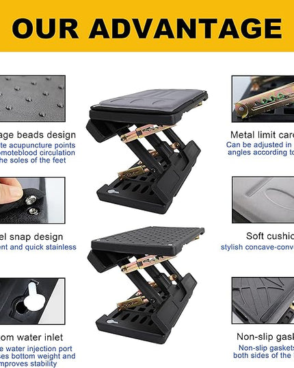 Adjustable Foot Rest Under Desk, Ergonomic Foot Stool for Office Use with Massage (PB-Gray)