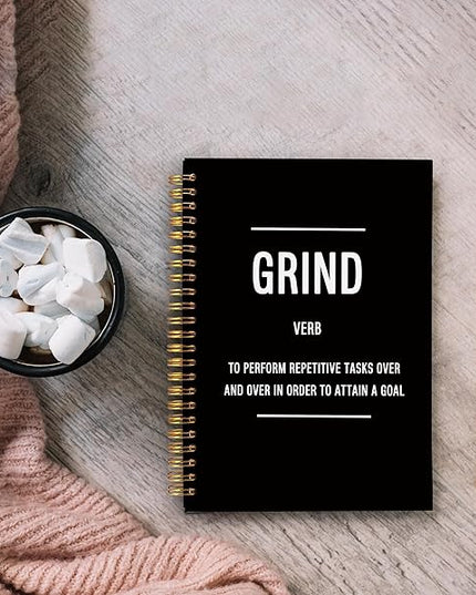 Grind Definition Motivational Notebook Journal, Inspirational Office Gifts for Coworkers Women Men, Entrepreneur Gifts, Inspiring Work Spiral Notebooks 5.5x8.3 Inch