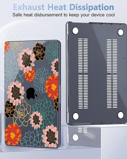 May Chen Case for MacBook Pro 14 inch, Models A2442 A2779 A2918 A2992 A3401 A3185 A3112 A3434, M1 M2 M3 M4 M5 Chip (2021-2025 Release), Plastic Hard Shell Case with Keyboard Cover, Flower