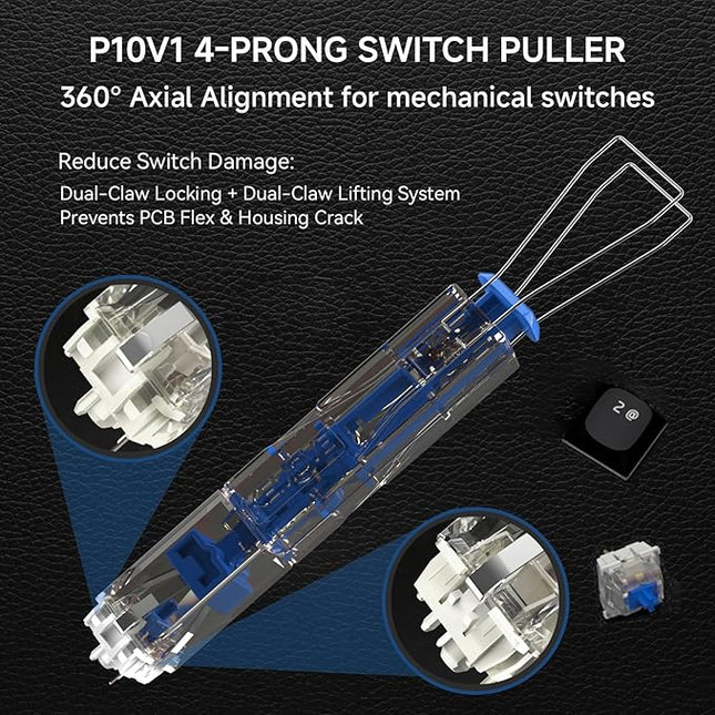 KEMOVE P10-V1 4-Claw Switch & Keycap Puller for Mechanical Keyboards - Ergonomic Pain-Free Design, 304 Stainless Steel Omni-Directional Tool for Effortless Switch/Keycap Removal