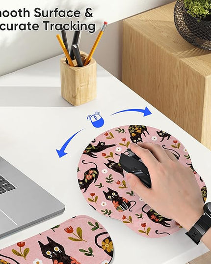 RICHEN 3 PCS Computer Mouse Pads for Desk with Coaster Set, Non-Slip Keyboard Wrist Rest and Mouse Pad Set, Ergonomic Design (YKMWR-51)