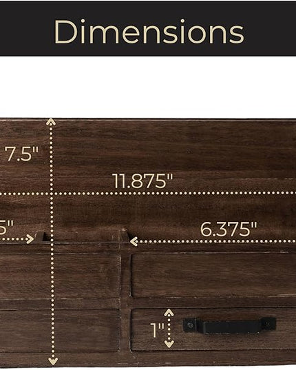 BLU MONACO | Wooden Mail Organizer with Drawer and Pen Holder | Mail Sorter Organizer Countertop for Desk or Kitchen | Outgoing Mail Holder Wood Desktop Storage