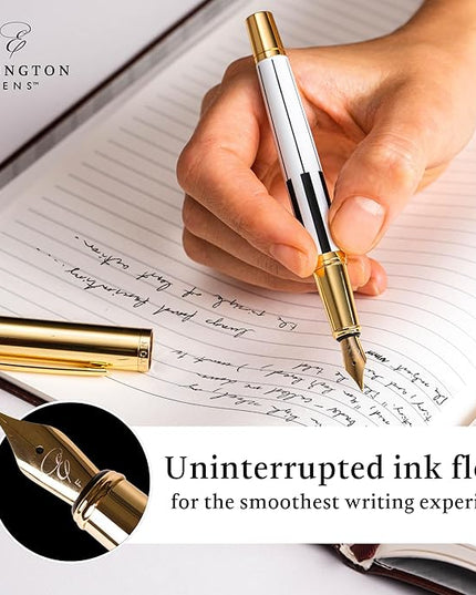 Ellington Pens Luxury Fountain Pen Set - Smooth Fine Nib- Includes 3 Ink Cartridges, Refillable Ink Converter, Gift Box- Fountain Pens For Writing, Calligraphy, Journaling, Sketching (Master Chopin)