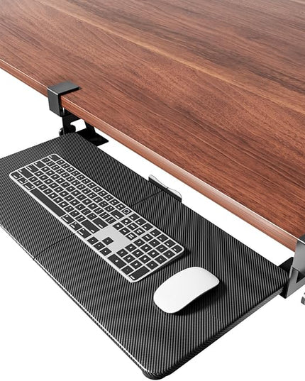 NearHub Large Keyboard Tray Under Desk Slide Out with Extra Sturdy C Clamp Mount System,26'' (30'' including Clamps) x11 Slide-Out Keyboard Drawer Under Desk for Typing,Keyboard Mouse Tray,Black