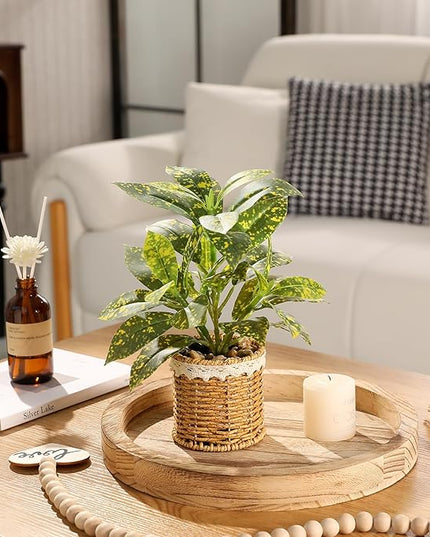 Nubry Fake Plants Artificial Potted Plants with Weaved Pot for Shelf & Table Desk | Perfect for Home Office Bathroom Farmhouse Room Coffee Table Decor 10‘’