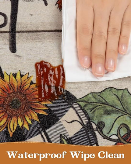 Pauwer Fall Kitchen Rugs Set of 2, Pumpkin Truck Anti Fatigue Kitchen Floor Mat, Non Slip Farmhouse Cushioned Kitchen Mats for Floor, Kitchen Runner Rug Floor Carpet Fall Harvest Thanksgiving Decor