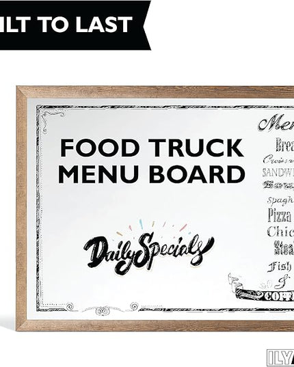 Ilyapa Extra Large Dry Erase Board for Wall - Wood Framed Magnetic White Board - 24 x 36 Inches Decorative Wall Hanging Menu Whiteboard - Brown