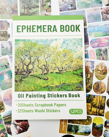 PRSTINCOL Oil Painting Sticker Book, 52 Sheets 500+ Scrapbook Stickers, Vintage Oil Painting Aesthetics Stickers for Adults and Teens, Junk Journal Supplies for Scrapbooking Journaling DIY