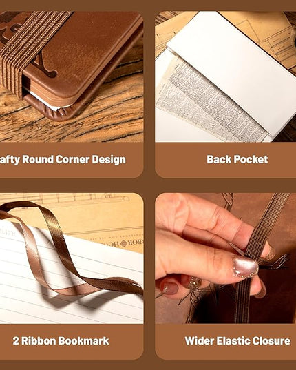CAGIE Compass Leather Notebook Journal for Men, 100 GSM 288 Pages Lined Journals for Writing, A5 Hardcover Journaling Notebooks Gift Set with Pen for Travel Office Daily Writing