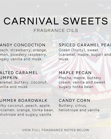 Eternal Essence Oils Carnival Sweets Set of 6 Premium Fragrance Oils - Candy Corn, Salted Caramel Pumpkin, Candy Concoction, Summer Boardwalk, Spiced Caramel Pear, and Maple Pecan Scented Oils - 10ML