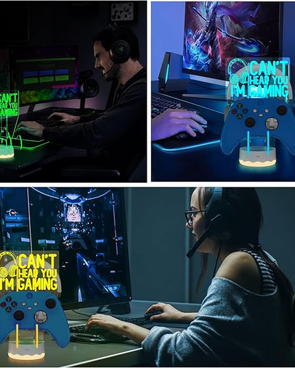 Light Up Headset and Controller Stand, 16 Colors 3D LED Lights Gamepad Headphone Holder with Remote Control, Game Controller Hanger for All Universal Gaming PC Accessories