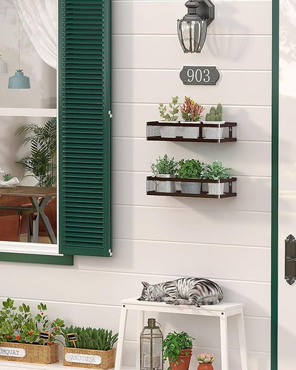 PUSDON Metal Wall Hanging Basket 2 Packs DIY Suitable for Multiple Scenes - Middle Bronze Netting