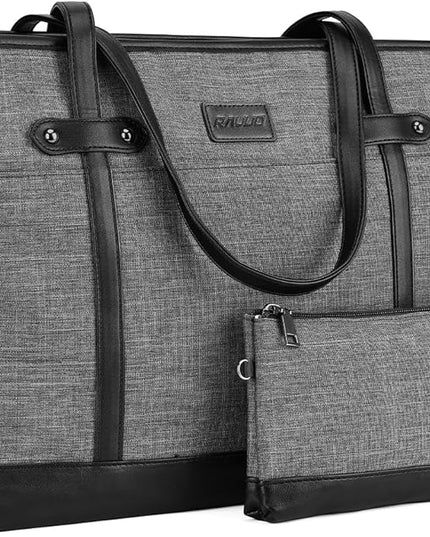 RAVUO Laptop Tote Bag for Women, Water Resistant 15.6 Inch Computer Handbag Purse Teacher Bag With Portable Small Pouch