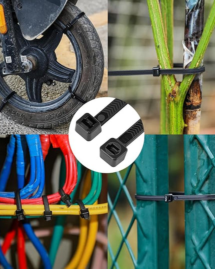 Zip Ties Assorted Size,8+12+14 Inch V-Shaped Toothed Double Sided Toothed,100 LBS Tensile Strength Heavy Duty Cable Wire Ties More Durable Nylon Tie Wraps for Indoor Outdoor（1000 Pack）