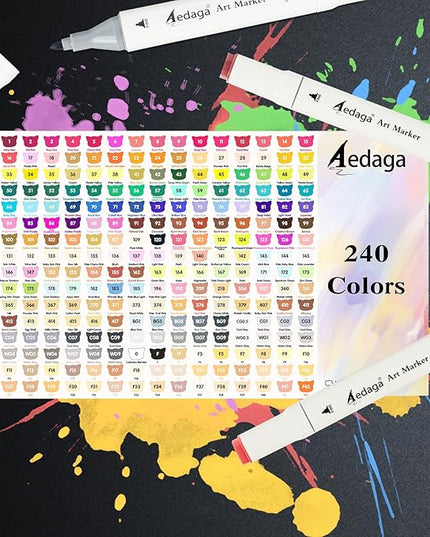 YHC 240 Colors Alcohol Markers for Artists, Free APP for Coloring, Dual Tips Alcohol-Based Markers for Drawing,Painting and Sketching, Great Gift Idea for Adults