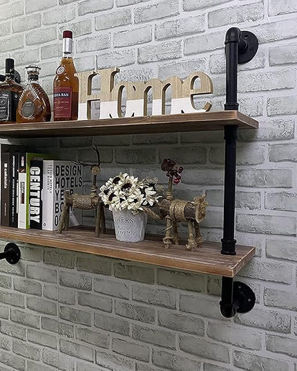 Pipe Shelves Industrial Pipe Shelving Shelves Real Wood Industrial Floating Pipe Shelves with Wood Planks 36 inch Wall Shelves Rustic Hanging Bookshelf Farmhouse Kitchen Bar Shelving