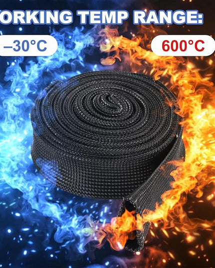 uxcell Insulation Cable Protector,30mm/1.18 Inch-1m/3 Feet High Temp Fiberglass Sleeve Black