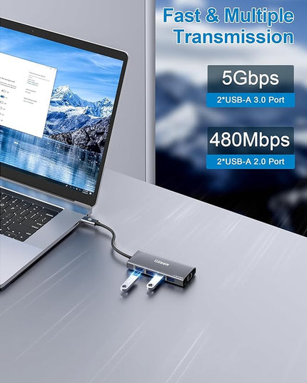 QGeeM USB C Hub Ethernet,9 in 1 USB Type C Hub HDMI Multi-Port Converter Adapter,100W Pd, USB 3.0,SD/TF Card Reader,Compatible for MacBook Pro Air Ipad HP Dell Lenovo Chromebook etc.-Gray