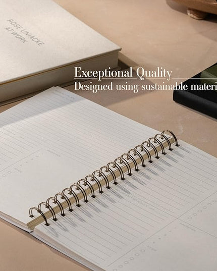 Anecdote Planner 2026 (8.5" x 10") Daily Planner Weekly Monthly Planner - 52 Weeks w/Library Buckram Cover, Brass Spiral - A4 Size Bleed-Resistant Paper – Dutch Blue