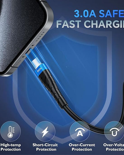 OIITH USB C Cable, USB A to USB C 3A Fast Charging (6FT 3Pack) Phone USB Type-C Charge Cable Android Charge Cord USB C Charger Cable for iPhone 15 Plus/Pro/Pro Max/Samsung/Pad/Laptop/LG/-Blue