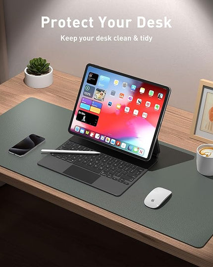 Aothia Leather Desk Pad Protector, Office Desk Mat, Large Mouse Pad, Non-Slip PU Leather Desk Blotter, Laptop Desk Pad, Waterproof Desk Writing Pad for Office and Home (Jungle Green, 31.5" x 15.7")
