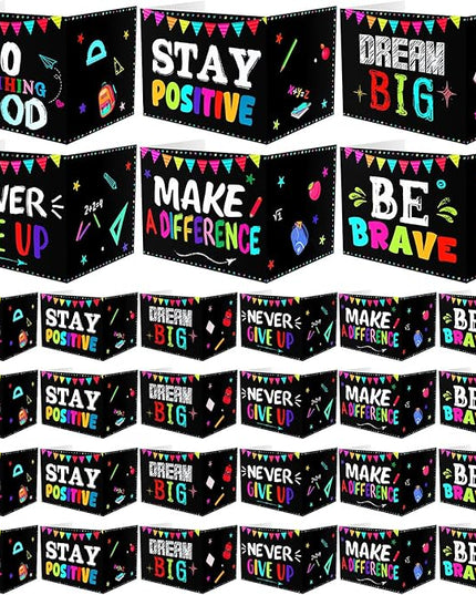 Honoson 24 Pcs Bulk Inspirational Privacy Folders for Students Cardboard Test Privacy Boards Motivational Words Desk Dividers Shield for Classroom School Study Supplies, 6 Styles(Positive)
