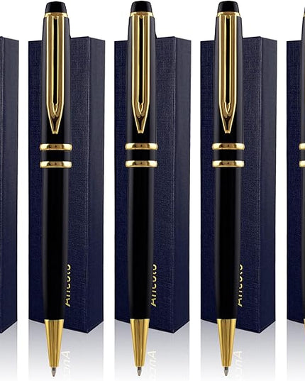 Ancolo Personalized Promotion Pens - Advertising Buesiness Gift Office Writing Set- Engraved with Your Message Name Company Team Name, Phone Number Perfect for Business Men 5 Pens/BOX