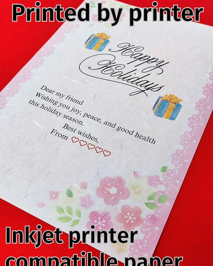 Iyo Washi Printable Stationery Paper 15 Sheets (9.7 x 6.9 inch) Made in Japan, Japanese Pink Flowers Stationery Paper, Inkjet Printer, for Letter Writing, Greeting Card