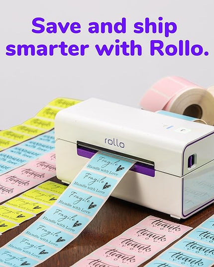 Rollo Direct Thermal 2x1 Sticker Labels - Roll of 1,000 Pink Thermal Labels - Multi-Purpose Thermal Printer Stickers