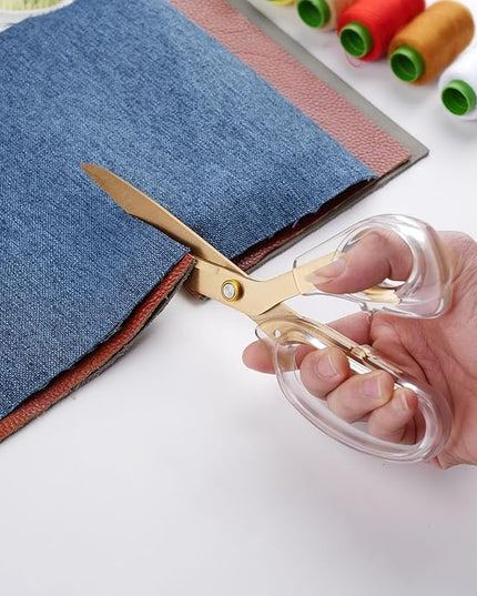 SCAIKTIG Acrylic Scissors Set, Office Scissors for Desk Gold, Clear Comfort-Grip Handles and Titanium Coated Blades, Sharp Scissors all Purpose Heavy Duty for Sewing, Art, Craft, School, Home Supplies