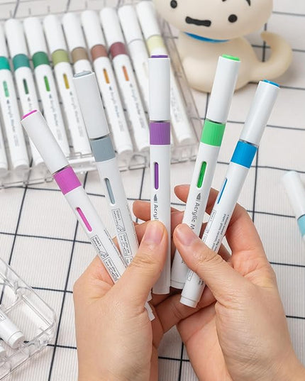 Linbsunne Paint Markers for Book Drawing, Coloring Illustrations, Ceramics, Card making, Note taking Planner,Set of 24 colors