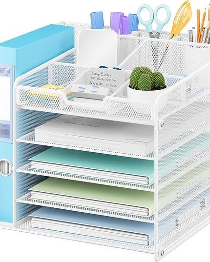 Lavatino Desk Organizer with File Holder-White