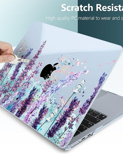 DONGKE for M4 MacBook Air 13.6 Inch Case 2025 2024 2023 2022 Model A3240 A3113 A2681 M3 M2 Chip, Plastic Hard Shell Case Cover with Touch ID for MacBook Air 13 Inch M4 - Lavender Flowers