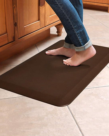 GelPro Anti-Fatigue Designer Comfort Kitchen Floor Mat, 20x32”, Leather Grain Truffle Stain Resistant Surface with 3/4” Thick Ergo-Foam Core for Health and Wellness