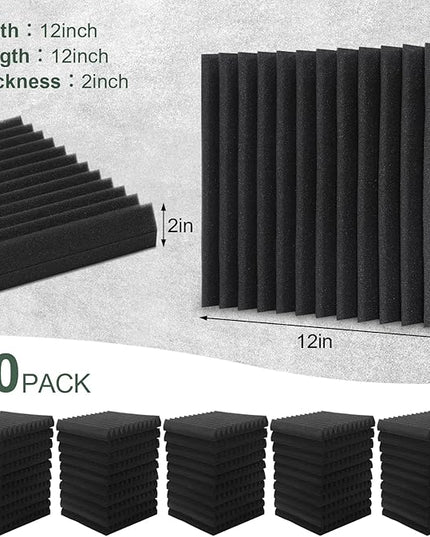 50 Pack Acoustic Foam Panels,2"X 12" X 12"Sound Proof Foam PanelsHigh Density Sound Absorbing Panels,Soundproof Wedges Panels for Studio Recording & Office & Home