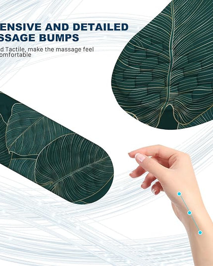 Ergonomic Mouse Pad and Keyboard Wrist Rest with Massage Design, Space-Saving Mouse Pad Wrist Support, Memory Foam Wrist Rest with Non-Slip PU Base for Computer Desk, Green Leaves