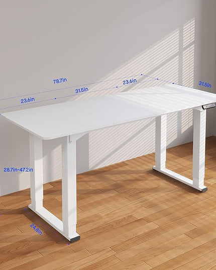 SANODESK 4-Leg Standing Desk, Electric Height Adjustable Desk with Memory Presets for Home Office, Stand up Desk Computer Workstation, 78x32 Inches White