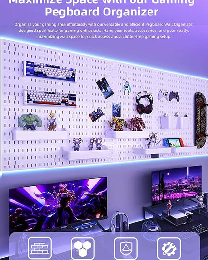 Revamp Your Space With A Versatile Pegboard Kit - Effortlessly Organize Home, Office, And Gaming Setup With Customizable Hanging Solutions (Black)
