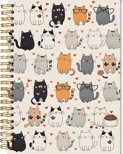 Cute Cat Spiral Notebook Journal 5.5x8.3, Cats Lovers Mom Lady Gifts Journal for Women, Cat Office Supplies, Pet Lovers Gifts Journaling Notebooks