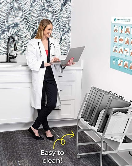 Line Leader 16-Device Mobile Charging Station | Steel Rolling Cart for Laptops, Tablets, & Chromebooks | Open Design with Dividers & UL-Certified Surge Protection | Portable Charging Stand (White)