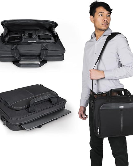 Targus Classic Slim Laptop Bag - Ergonomic Briefcase and Messenger Bag - Spacious Foam Padded for Laptops and Under