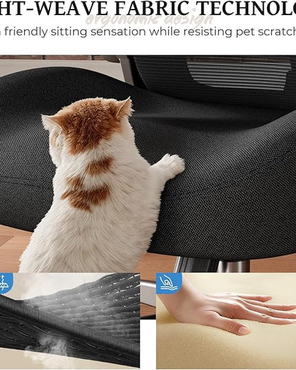 Ergonomic Office Chair - Office Desk Chair with Adjustable Lumbar Support - Mesh Comfy Chair with Flip-Up Arms - Heavy Duty Gaming Chairs for Adults Home and Business