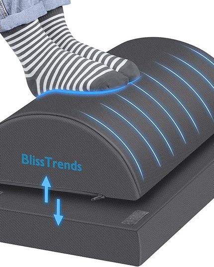 BlissTrends Foot Rest for Under Desk at Work-Versatile Foot Stool with Washable Cover-Comfortable Footrest with 2 Adjustable Heights for Car,Home and Office to Relieve Back,Lumbar,Knee Pain-Gray