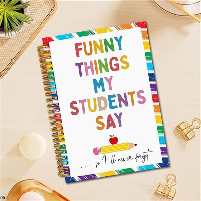 TWRVI Teacher Spiral Notebook, Teacher Appreciation Gifts College Ruled Notebook Journal for School Office Supplies, Funny Things My Students Say Journaling Notebooks 5.5"x8.3" 164 Pages