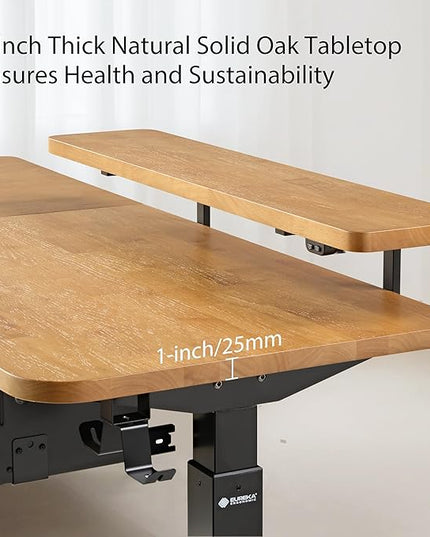 EUREKA ERGONOMIC L Shaped Standing Desk w Keyboard Tray,61" Electric Corner Standing Desk, Computer Desk w LED Monitor Stand,Dual Motor,Solid Wood,Left/Oak