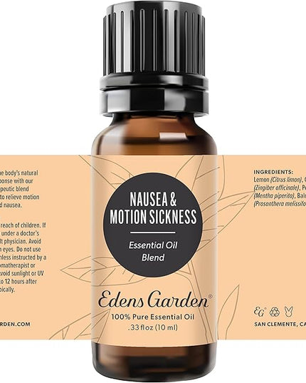 Edens Garden Nausea & Motion Sickness Essential Oil Blend- 100% Pure Premium Grade, Undiluted, Natural, Therapeutic, Aromatherapy, The Best for Diffusing, Skin, Humidifiers, Face 10 ml (.33 fl oz)
