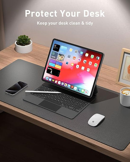 Aothia Leather Desk Pad Protector, Mouse Pad, Office Desk Mat, Non-Slip PU Leather Desk Blotter, Laptop Desk Pad, Waterproof Desk Writing Pad for Office and Home (Gray,23.6" x 13.7")