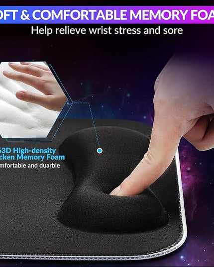 Gimars RGB Mouse Pad with Wrist Rest Support, 12 x 10 in Extra Large Ergonomic Gaming Mouse Pad with 10 LED Lighting Modes, Non-Slip Rubber Base for PC Gaming & Office